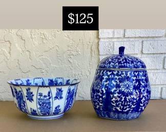 Modern Chinese blue & white porcelain pieces