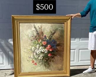 Manfred Feiler ( 1925-2020 ) Oil on Canvas-“Bouquet of Meadow Flowers”