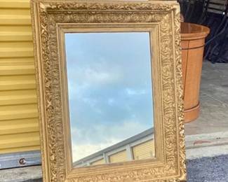 Circa 1900 Gesso & Giltwood Painting Frame w/ Mirror