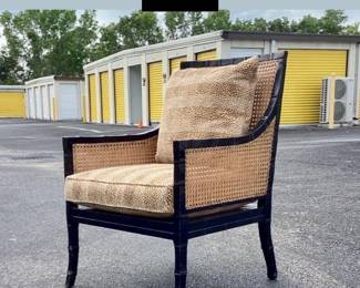 Regency style caned chair w/ Leopard Print
