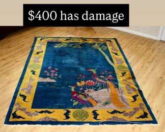 6’x9’ Chinese Art Deco Rug - Area of Dry Rot
