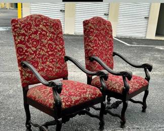 French carved Rams head chairs