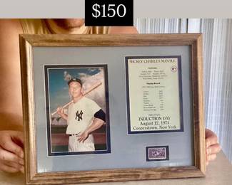 Mickey Mantle framed Hall of Fame