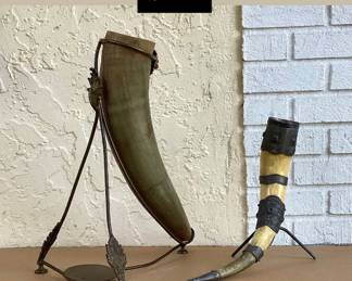 Large Horn vessels w/ stands-Largest 18”H