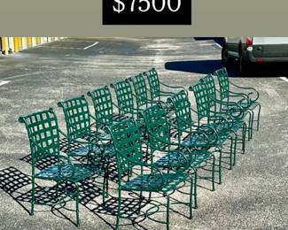 12 Beautiful Freshly powder coated Brown Jordan “Florentine” pattern chairs