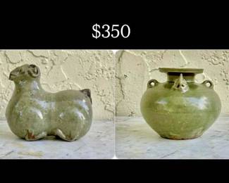 Ancient Chinese pieces. Restored Ram 7” long