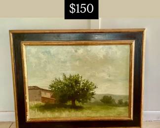 Oil on board signed country landscape 
