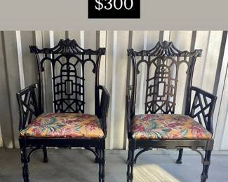 Distressed Chinese Chippendale Armchairs