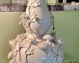 Italian Blanc De Chine Lamp 19”H Vase