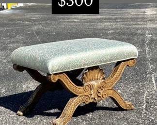George III style footstool with carved shells