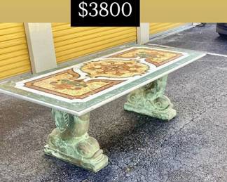 Amazing Bronze Dolphin base & Pieta Dura top Table