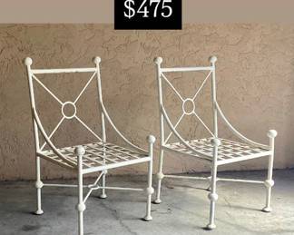 Pr of Maurizio Papperzini style Iron outdoor chairs