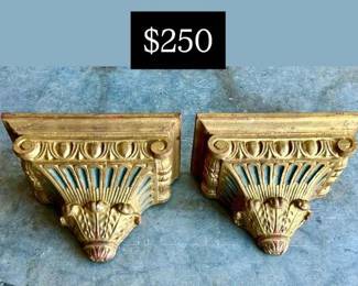 Composite Parcel Gilt painted wall brackets 
