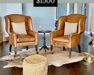Restoration Hardware Leather Wing Chairs