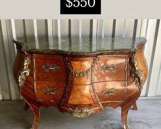 Large Louis XV style Marble top Bombe Commode 