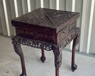19th C Chinese Hongmu Envelope Game Table 