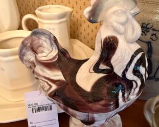 Vtg Slag Rooster Candy Dish