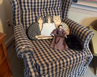 Plaid Chair, Cat Mirror