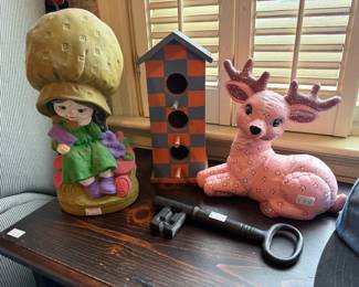 Quilted Reindeer Figurine, Mushroom Girl Figurine