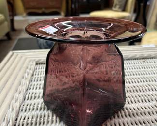 Cranberry glass spittoon