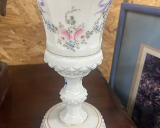 Large milk glass toasting glass