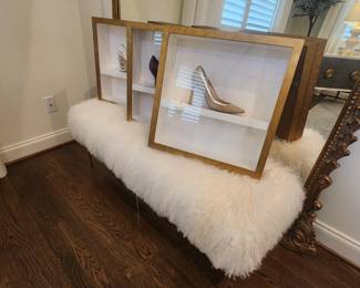 Interlude Home Sheepskin Bench