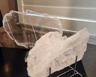 Ice selenite slab on lucite base