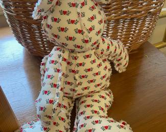 Grannycore Heart Pattern Fabric Teddy Bear