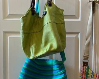 The Sak Lime Green Pebbled Leather Tote Bag