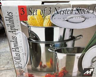 Metro Set of 3 Stainless Stell Nesting Stock Pots