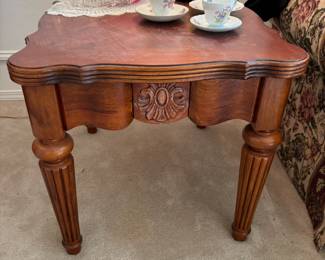 Ornate Wood Console Table with 2 Matching Side Tables