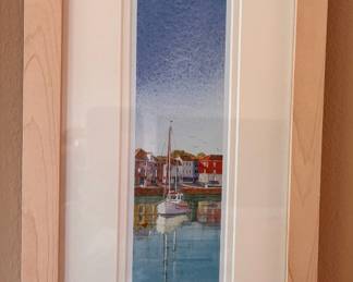 Framed & Matted Watercolor Print "Tranquil Moorings Padstow" by John Wilson