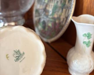 Belleek Pottery Shamrock Ireland Nadine Votive Candle Holder and Spill Vase