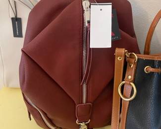 &nbsp;Sondra Roberts Burgudny Leather Backpack