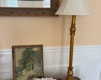 Framed Print "Haven of Rest" by Claude Strachan, Pair of Traditional Style Gold Table Lamp&nbsp;