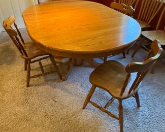 Oval Oak Dining Table with Dining Chairs