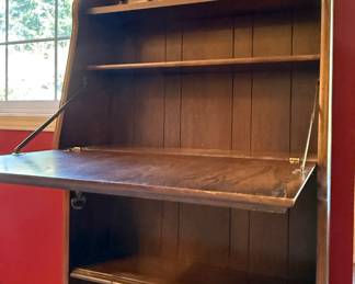 Victorain Oak Secretary Desk with Bookshelf