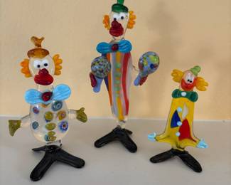 Murano Glass Clown Figurines