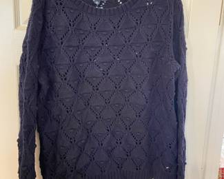 Y2K Tommy Hilfiger Navy Blue Crochet Sweater – Size XL