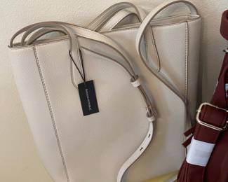 Banana Republic Cream Leather Tote Bag