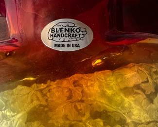 Blenko Handcraft Tangerine Amberina Ombre Water Bottle