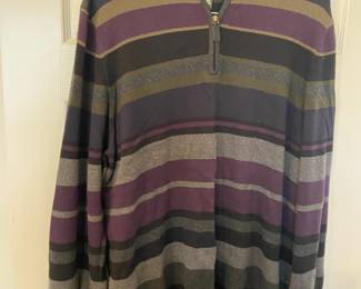 Eddie Bauer Men's Multicolor Striped Quarter Zip Sweater