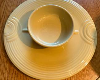 Fiesta Ware Homer Laughlin Yellow Chip and Dip Set
