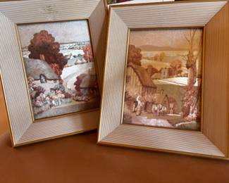 Pair of Framed Franklin Picture Foil Lithographs