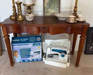 Ornate Wood Console Table with 2 Matching Side Tables