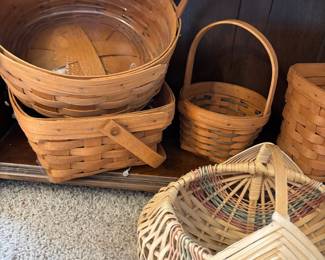 1998&nbsp;Longaberger Darning Gathering Round Basket, 1986 Longaberger Cake Basket, Pastel Pink & Turquoise Handwoven Gathering Basket