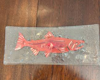 Jones Glassworks Seattle Sockeye Salmon Fused Glass Platter