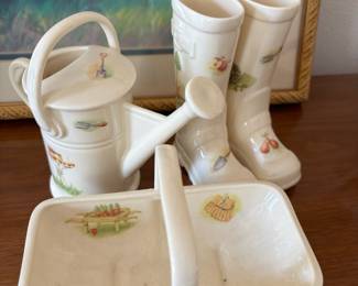 Aynsley Fine Bone China "Edwards Kitchen Garden" 3 Piece Vase Set