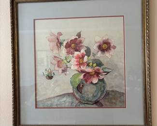 Framed & Matted Cosmo Flower Bouquet Still Life by Paul Immel