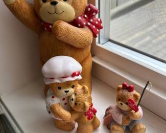 1980s Enesco Ceramic Valentines Day Bear Figurines